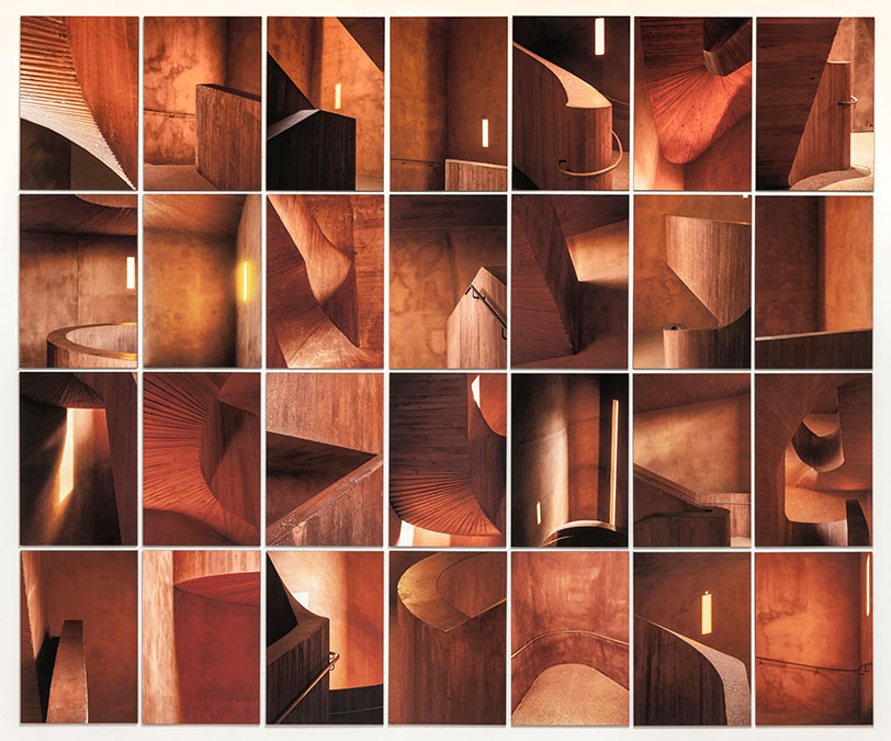 Beton+; Quelle: Museum Küppersmühle, Duisburg, Treppenhaus; Architekten: Herzog & de Meuron, Basel; 197x169cm (variabel), 28-teilig,  2022/24, je Tafel 48 x 32,5cm